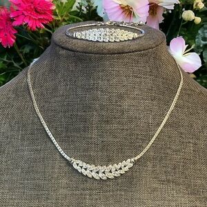 Michael Anthony rhinestone leaves necklace & bracelet set